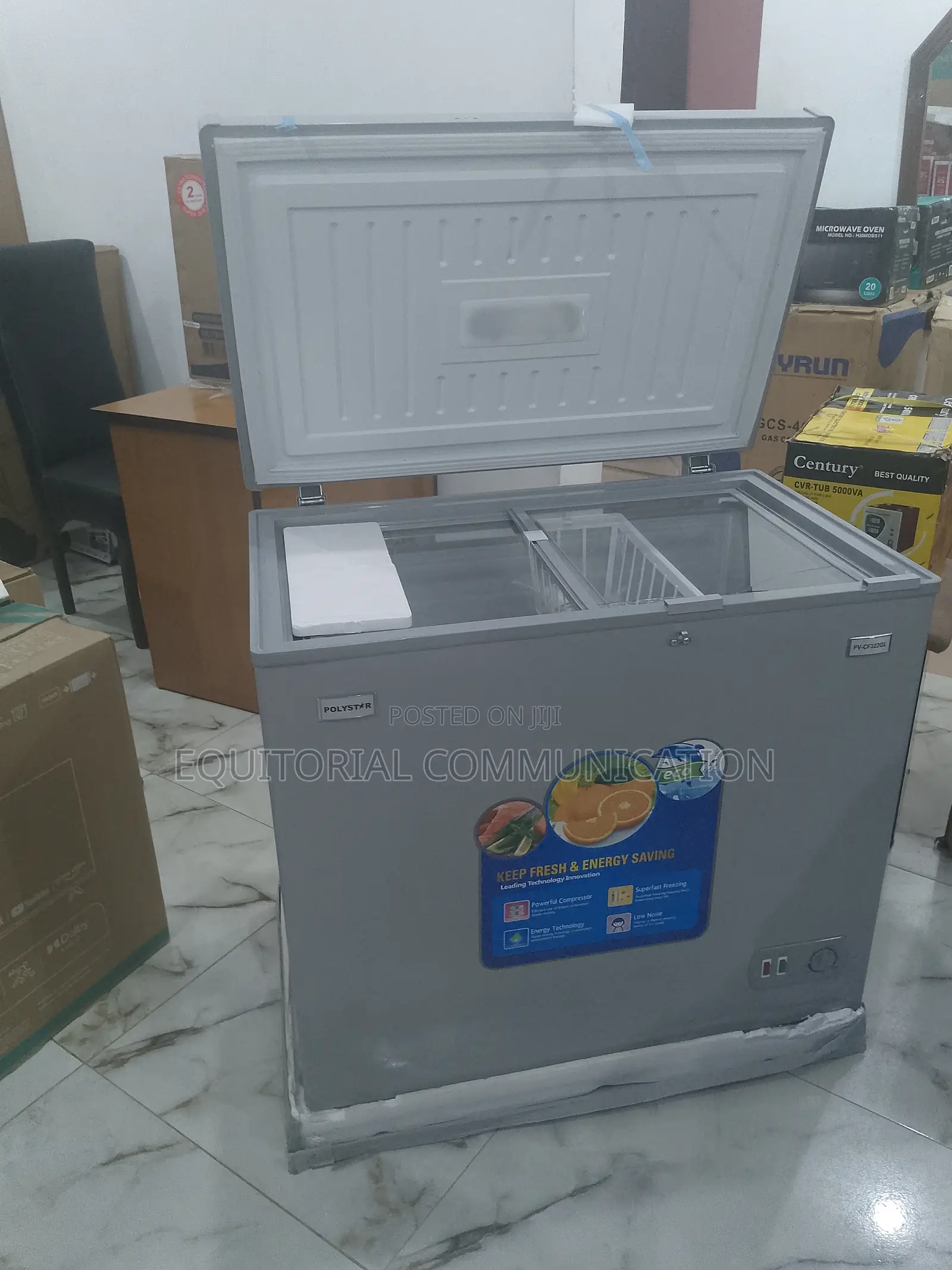 Pv-Cf322gl Glass Silding Door Polystar Chest Freezer