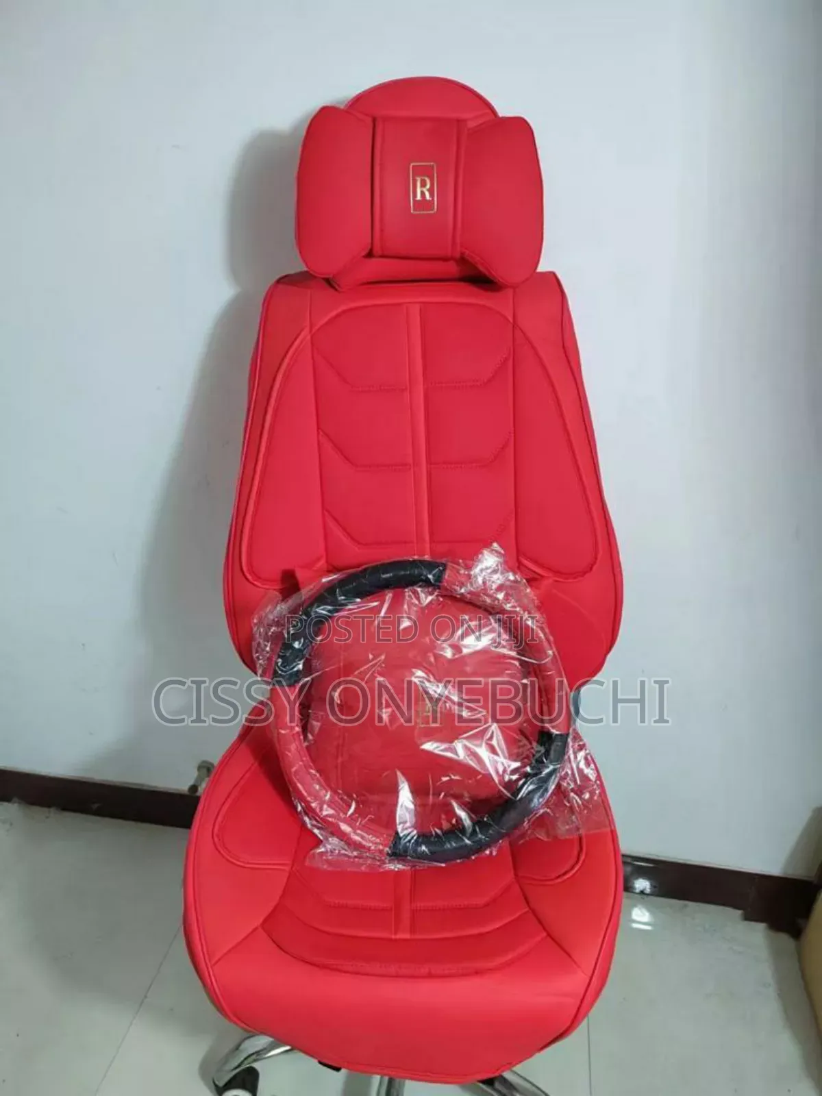 Front and Back Car Seat Cover Plain Red