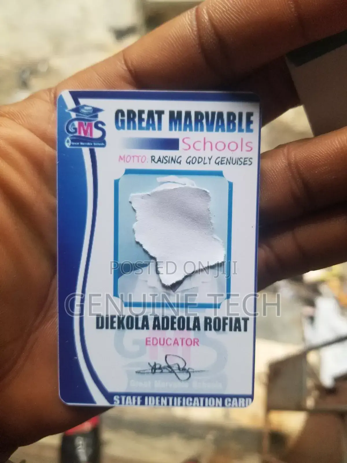 Printing of I.D Card
