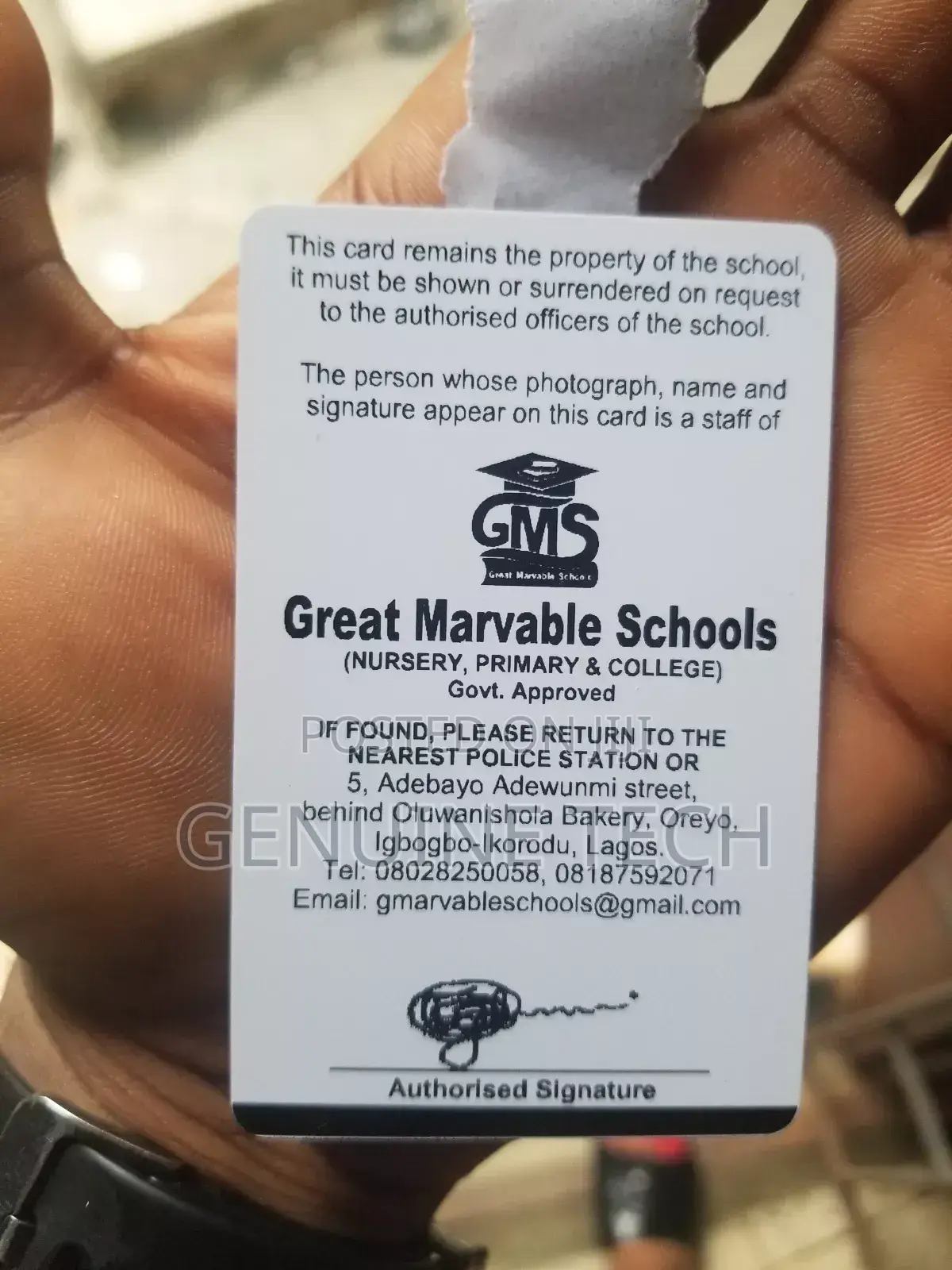 Printing of I.D Card