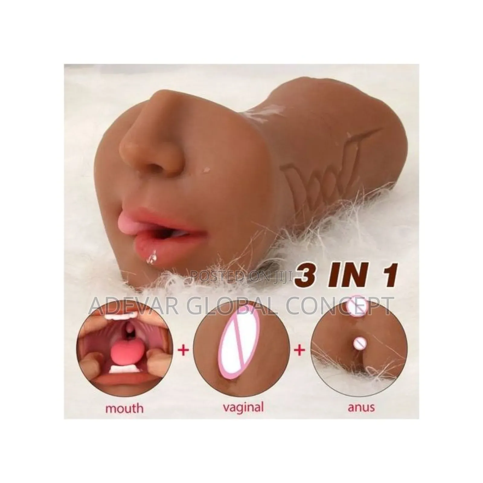 3in1 Male Masturbator 3D Vaginal Masturbation Toy -Brown