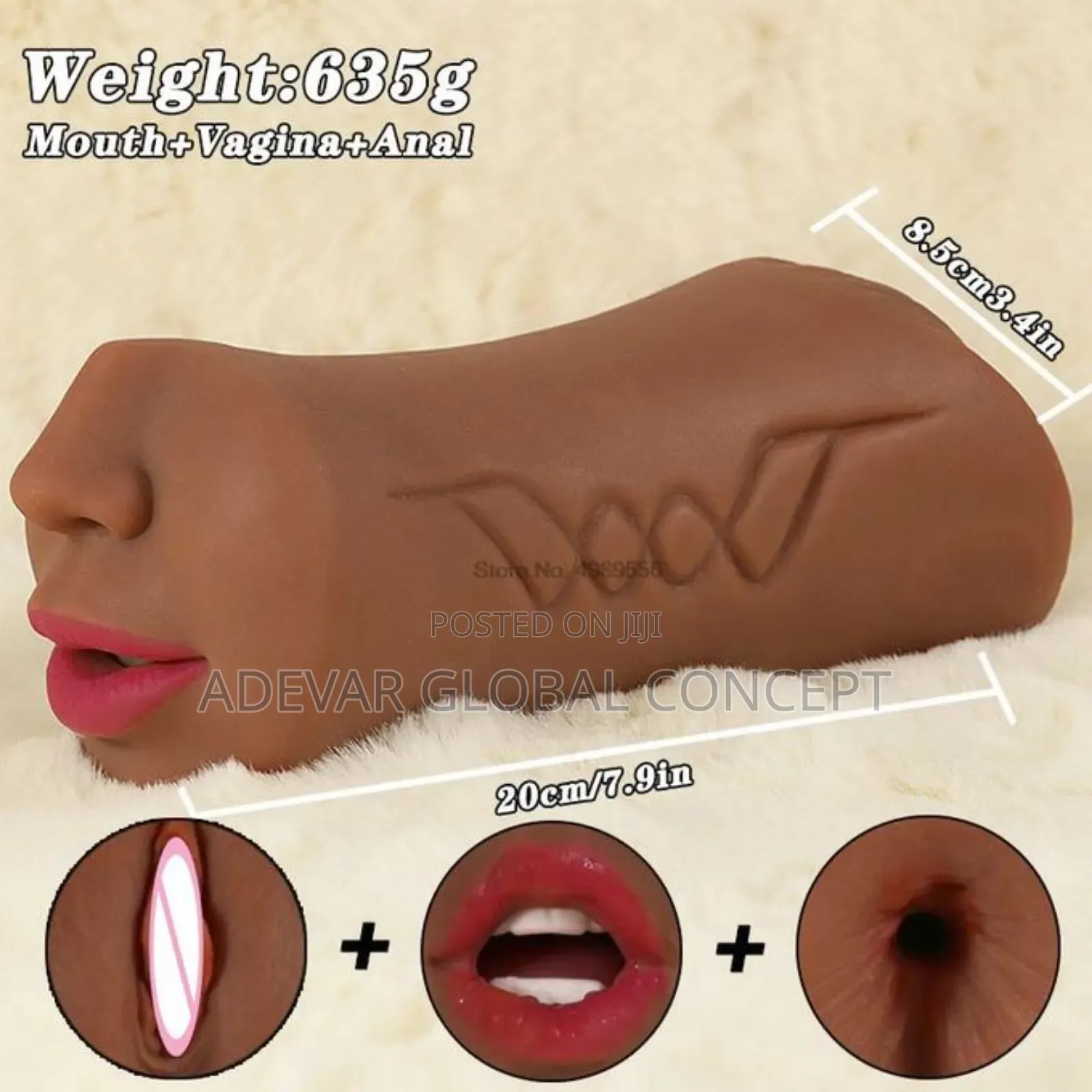 3in1 Male Masturbator 3D Vaginal Masturbation Toy -Brown