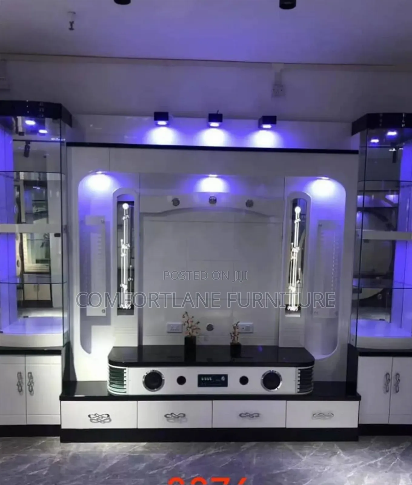 Modern TV Wall Unit With Lighting and Sound System