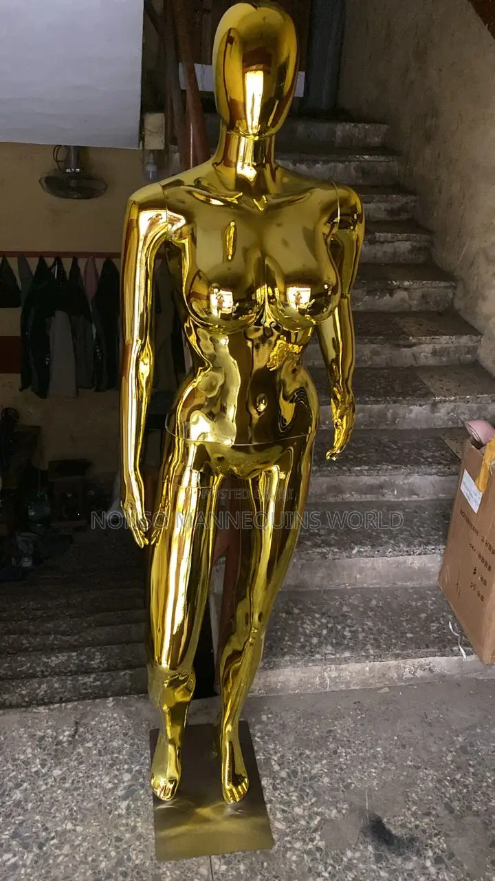 Male and Female Gold Chrome Faceless Mannequin