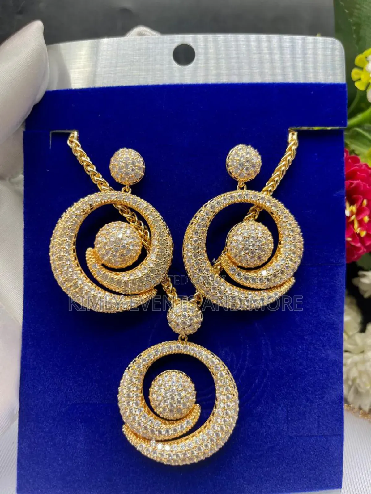 Lovely Zirconia Jewelry Set, Earrings Necklace. And Pendant