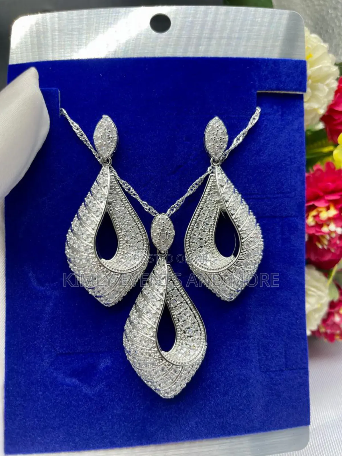 Lovely Zirconia Jewelry Set, Earrings Necklace. And Pendant