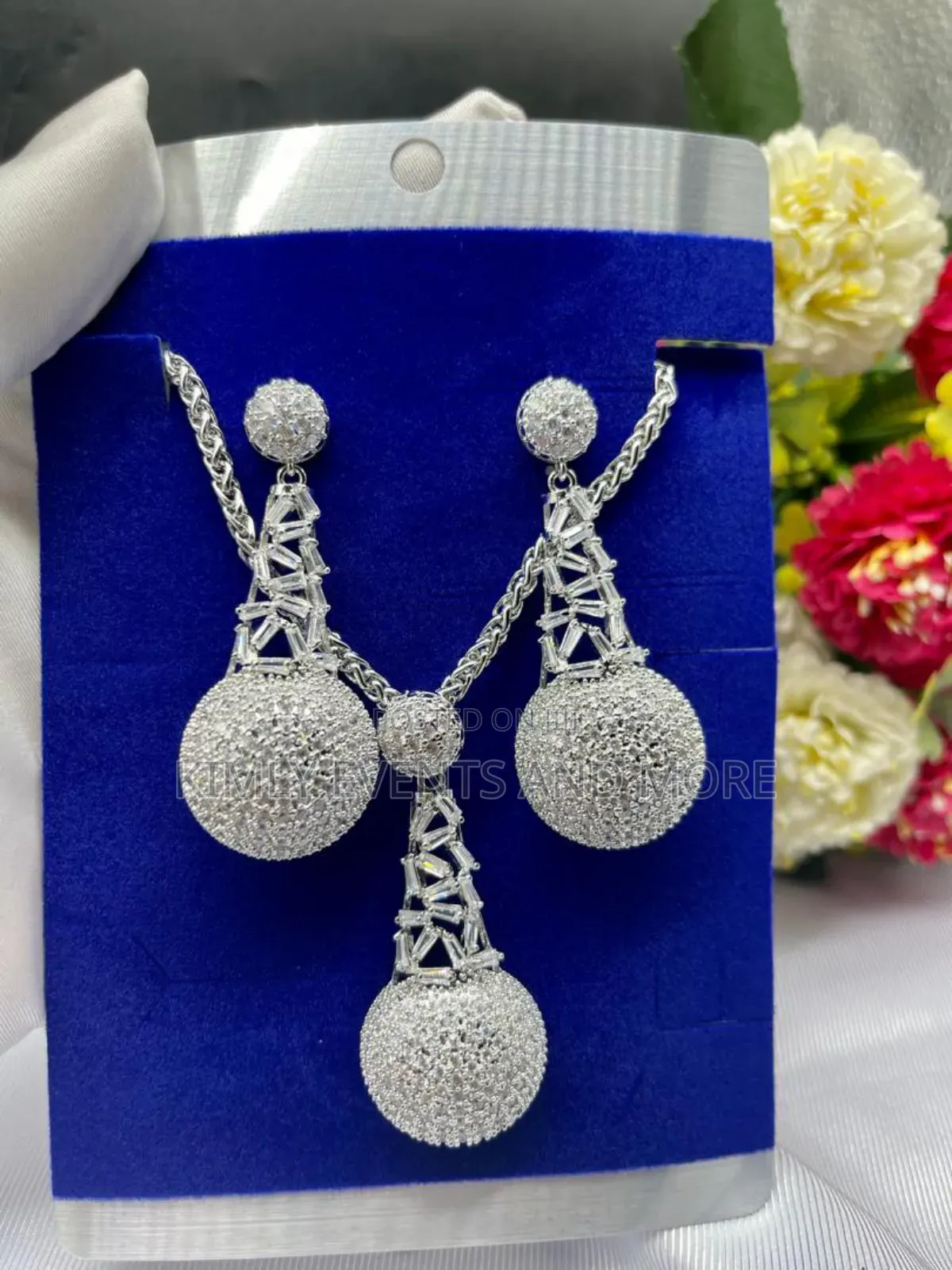 Lovely Zirconia Jewelry Set, Earrings Necklace. And Pendant