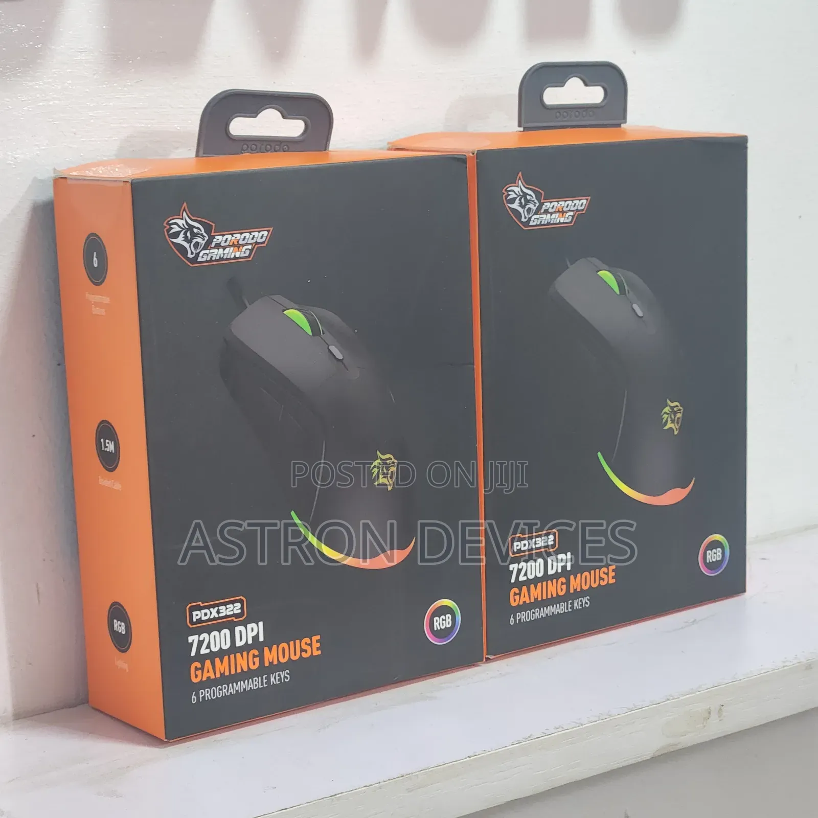 Porodo Gaming Wired Mouse DPI 7200 With RGB Light
