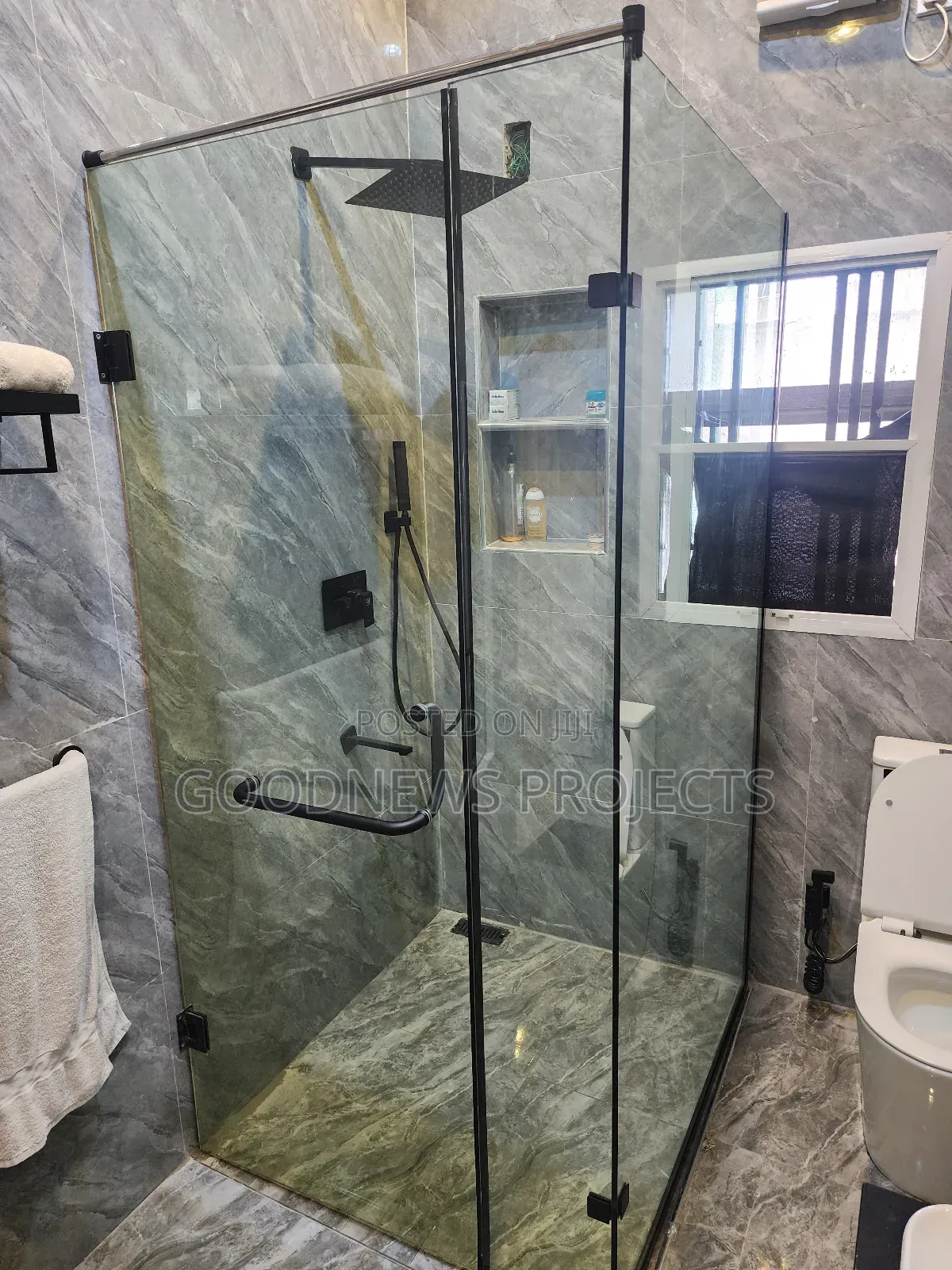 Black Hinged Glass Cubicle