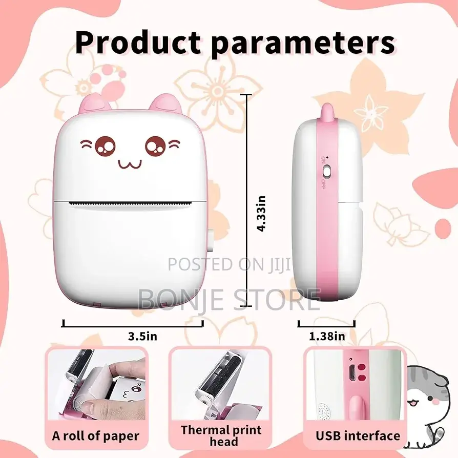 Pocket Mini Printer Bluetooth Thermal With 13 Rolls Of Paper