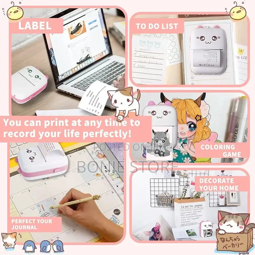 Pocket Mini Printer Bluetooth Thermal With 13 Rolls Of Paper