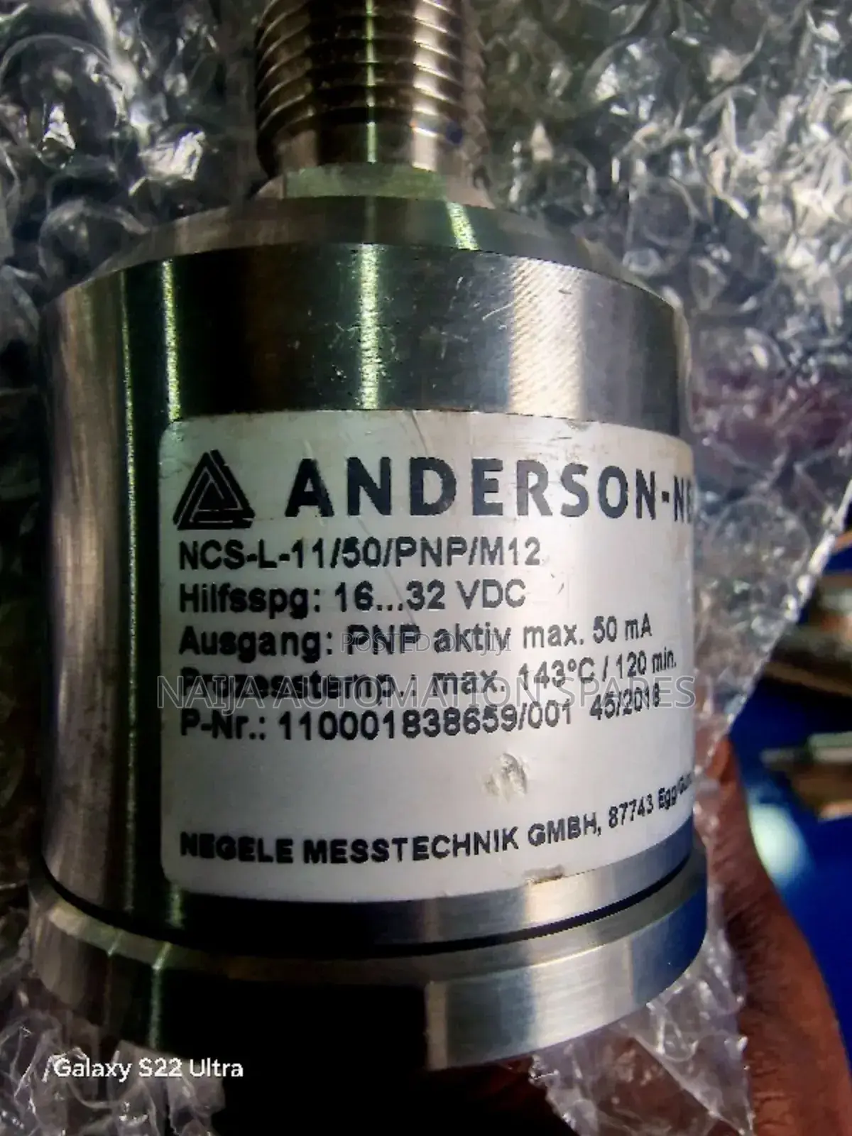 Anderson- Negele Point Level Sensor NCS-L-11/50/PNP/M12