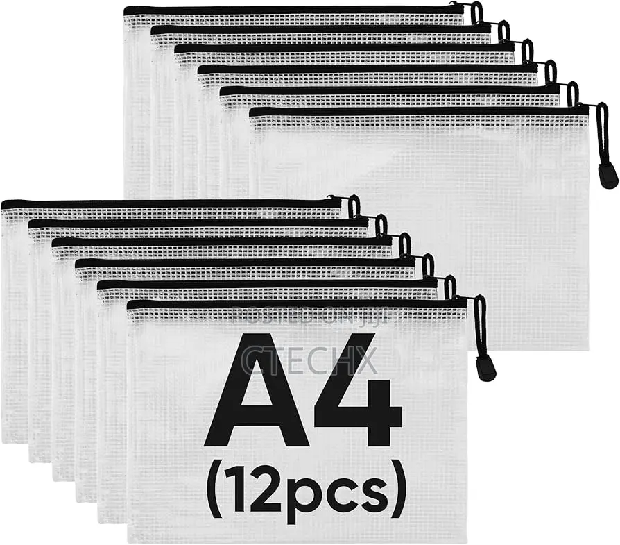 A4 Plastic Folders Document Wallets Grid Zip. Multisize
