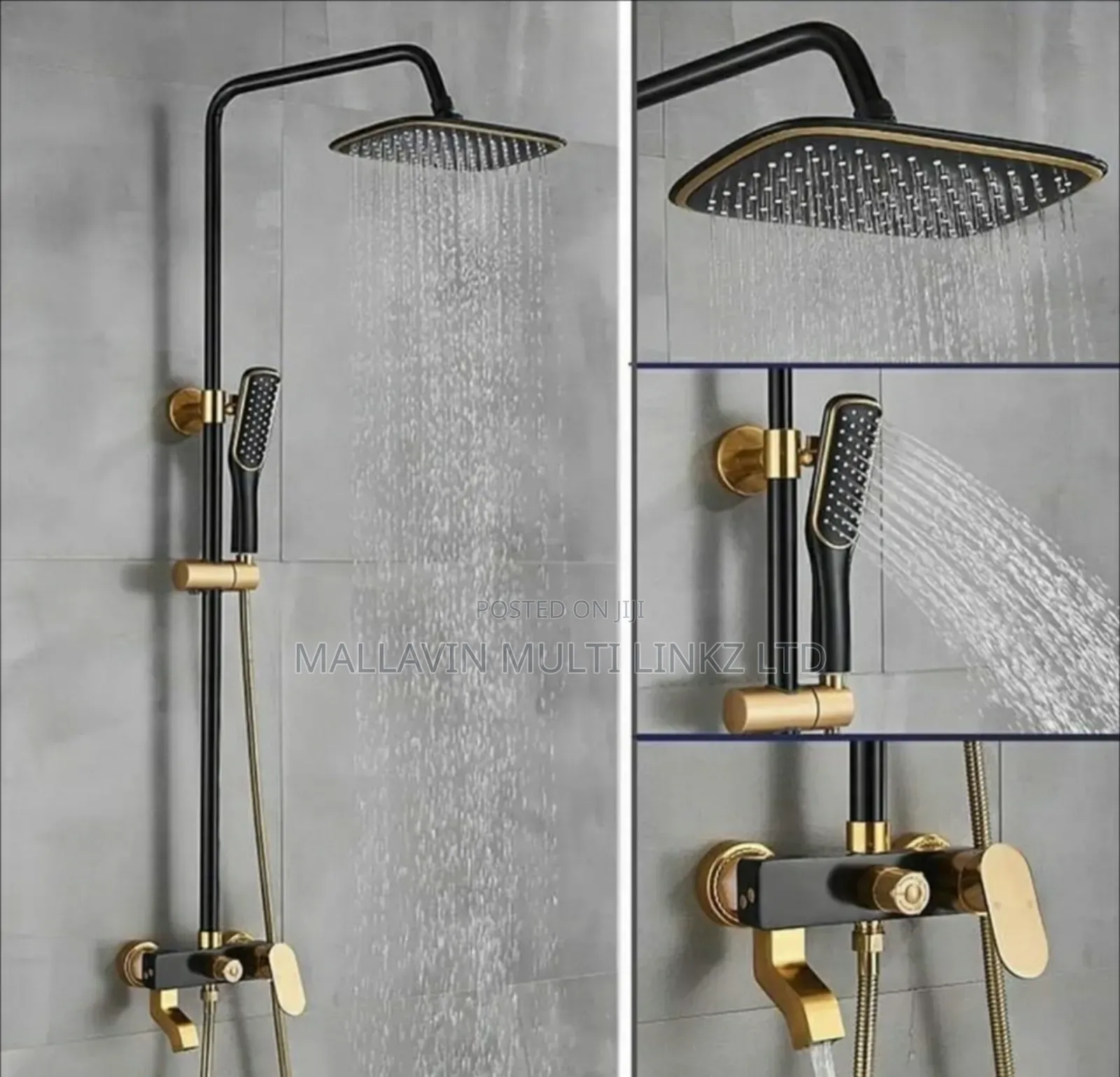 Matte Gold and Black Standing Shower