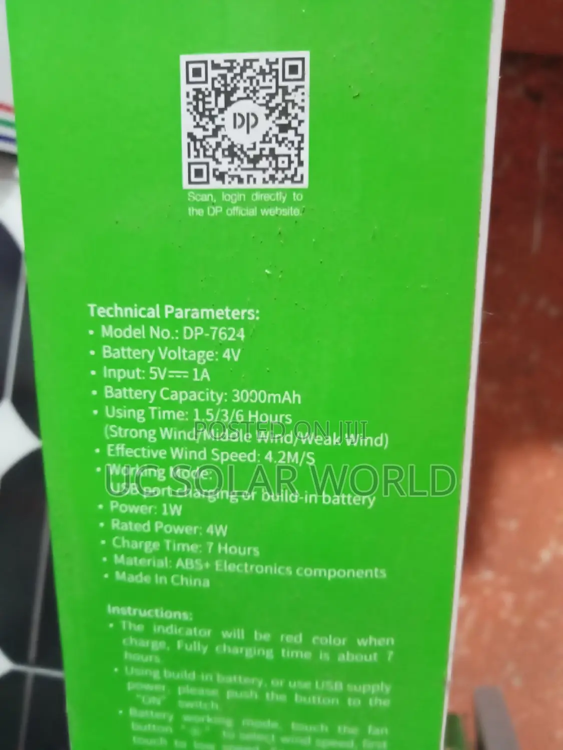 DP Duration Power 3000ahm Desktop Portable Rechargeable Fan