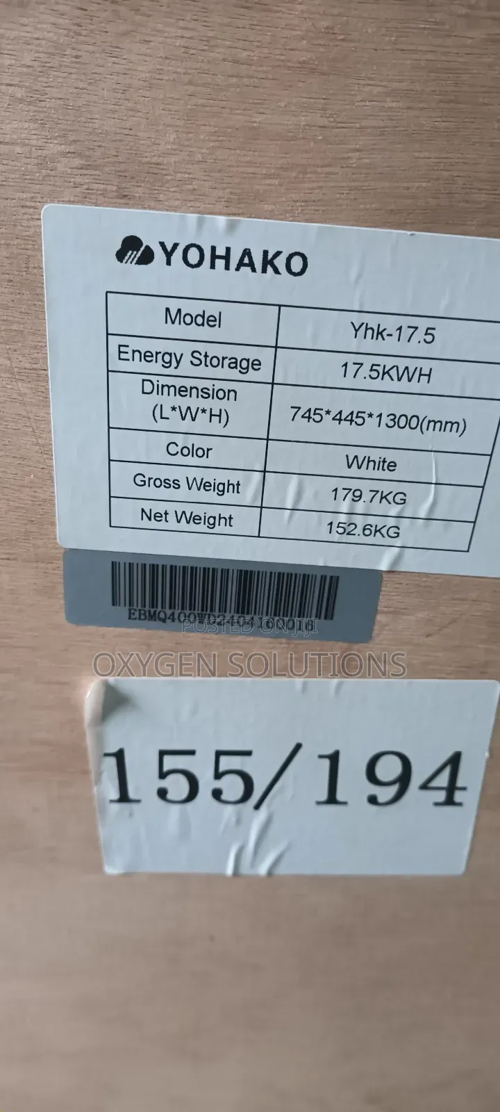 17.5kwh 48v Yohako Lithium Ion Battery