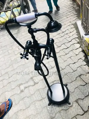 Black Bath Mixer With Telephone Shower