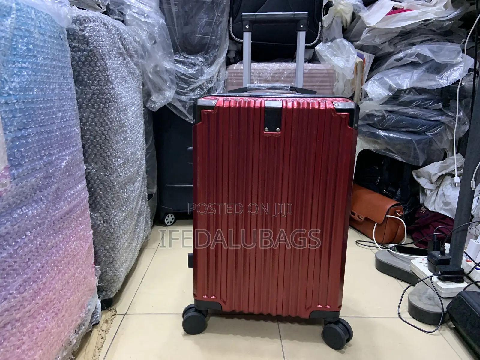 Small Size Red Colour Durable Plastic Travel Luggage