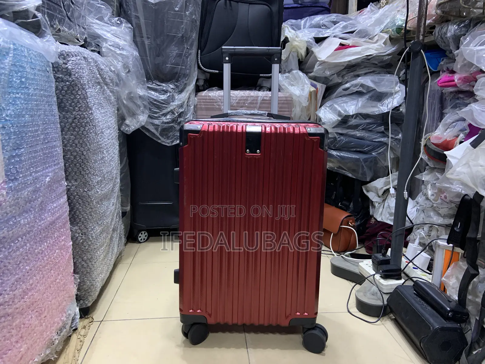 Small Size Red Colour Durable Plastic Travel Luggage