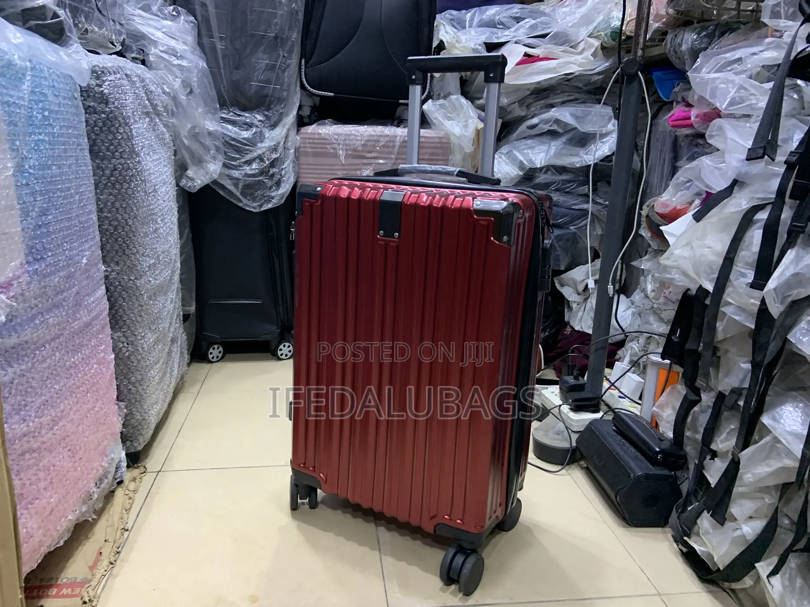 Small Size Red Colour Durable Plastic Travel Luggage