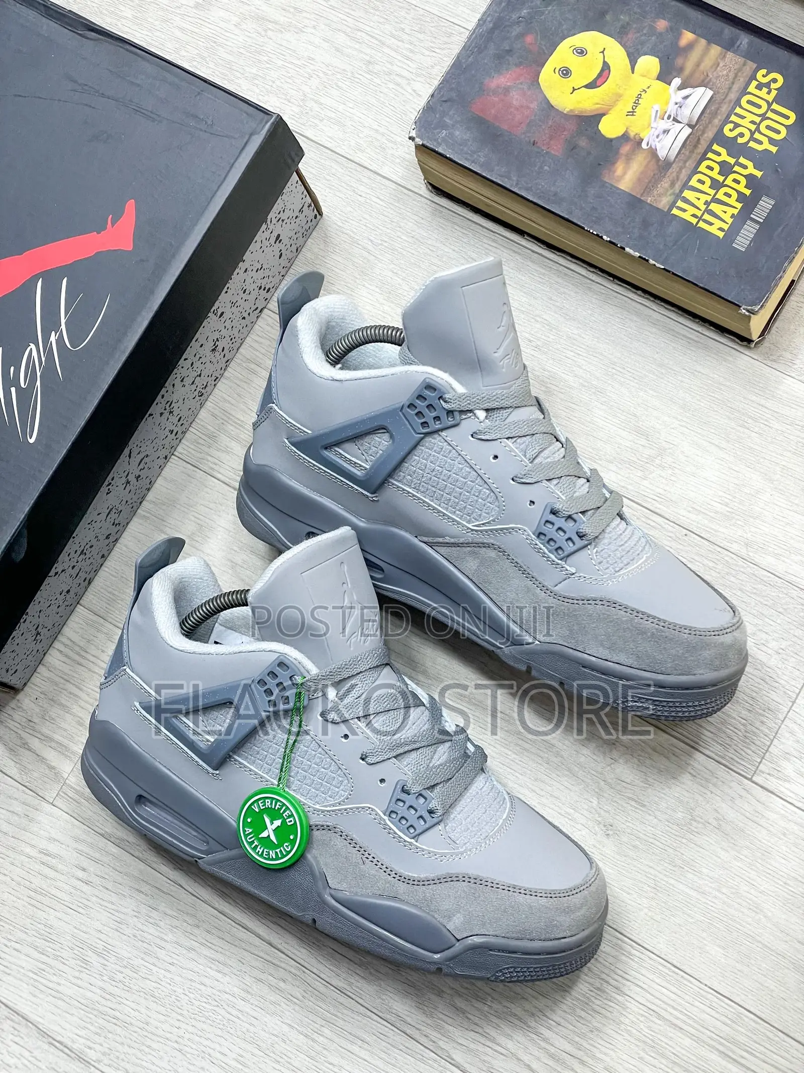 Original Air Jordan 4 Retro Paris Olympic Grey Sneakers