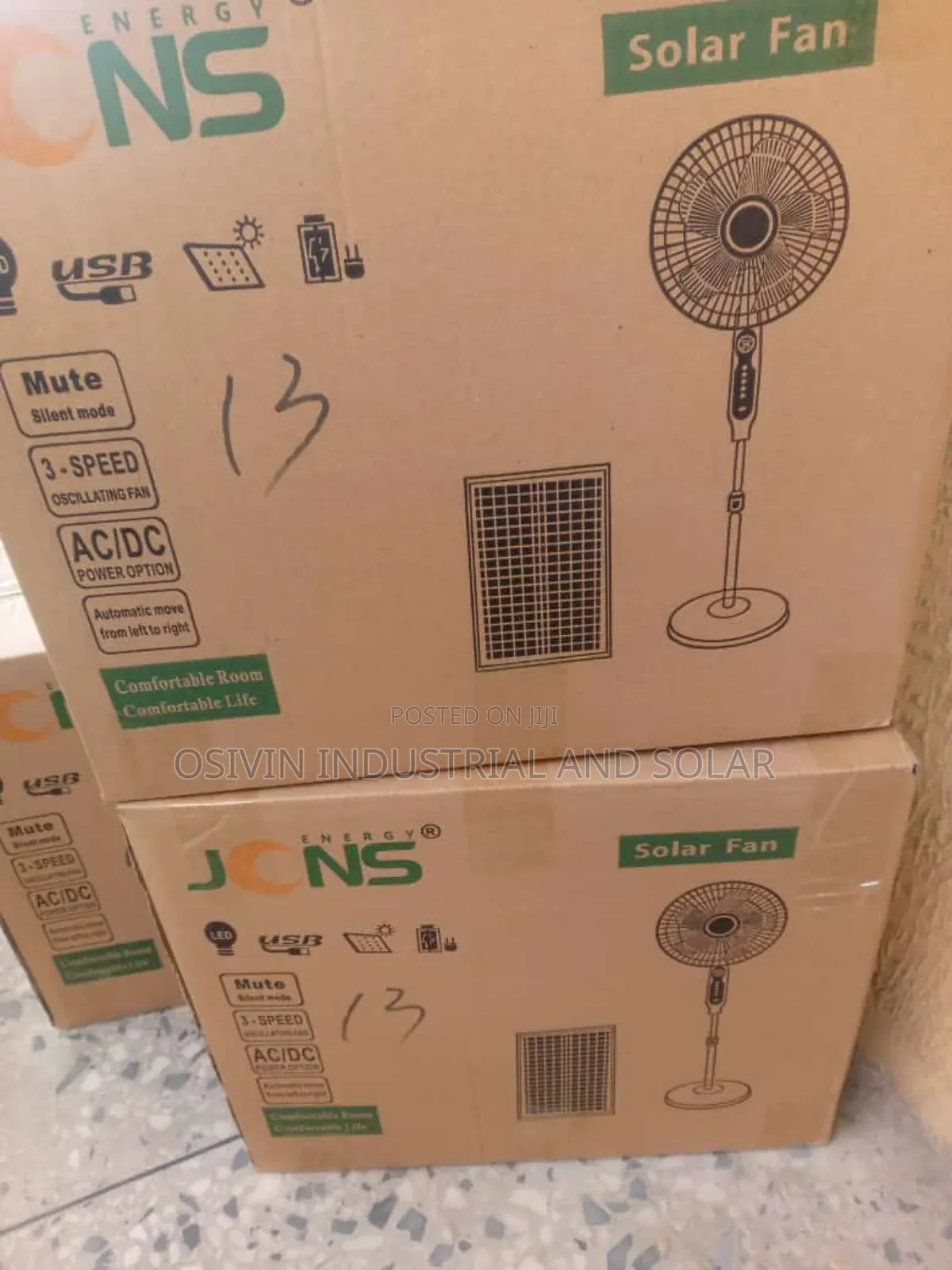 Jons Solar Rechargeable Standing Fan /Solar Panel and Bulbs