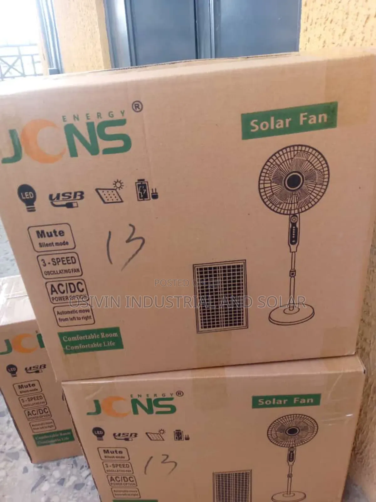 Jons Solar Rechargeable Standing Fan /Solar Panel and Bulbs