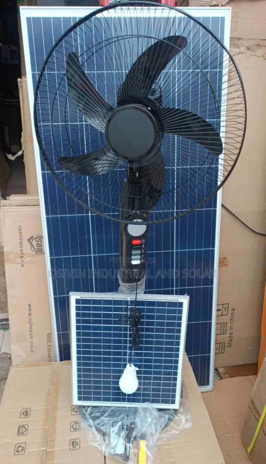 Jons Rechargeable Solar Standing Fan/Solar Panel