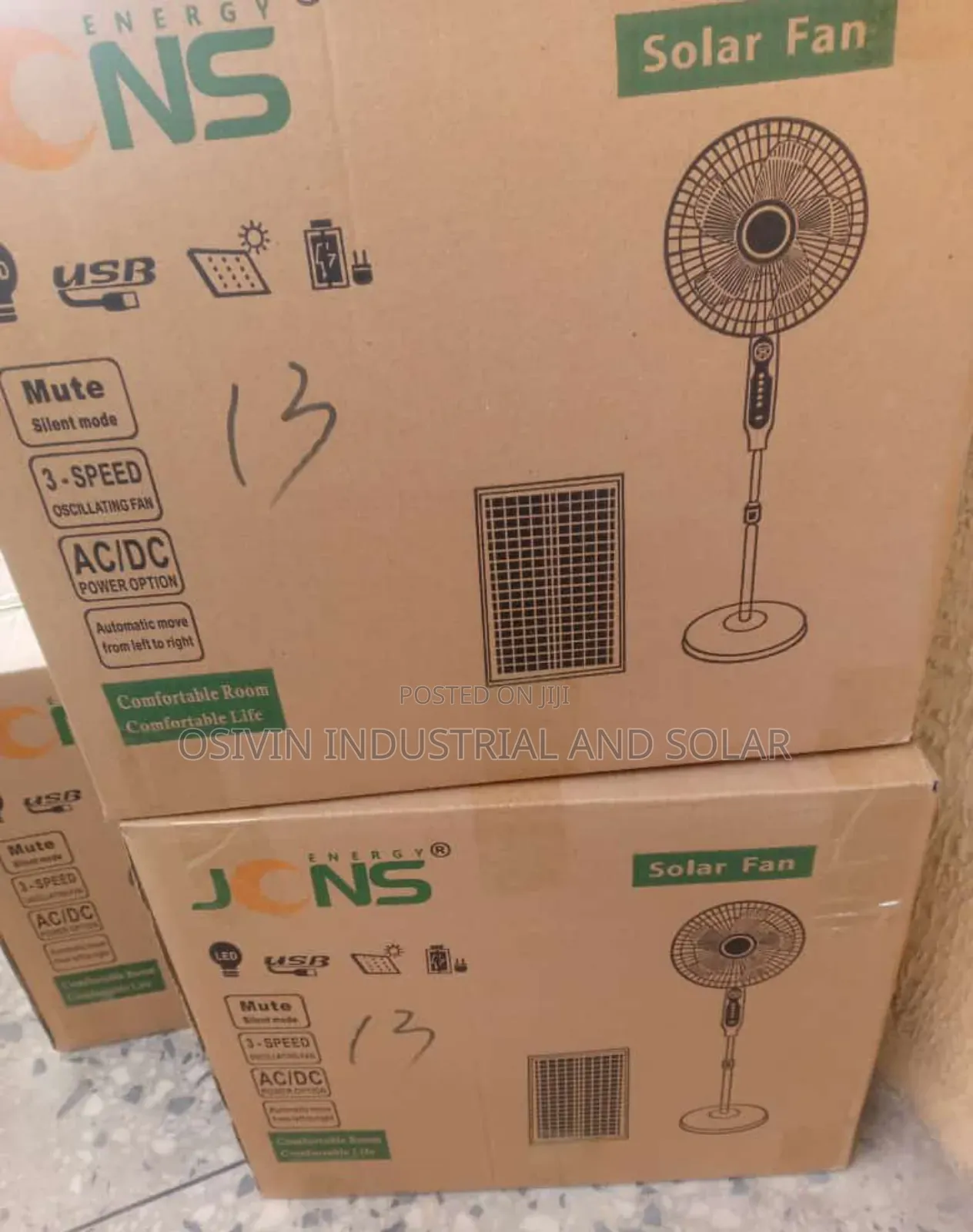 Jons Rechargeable Solar Standing Fan/Solar Panel