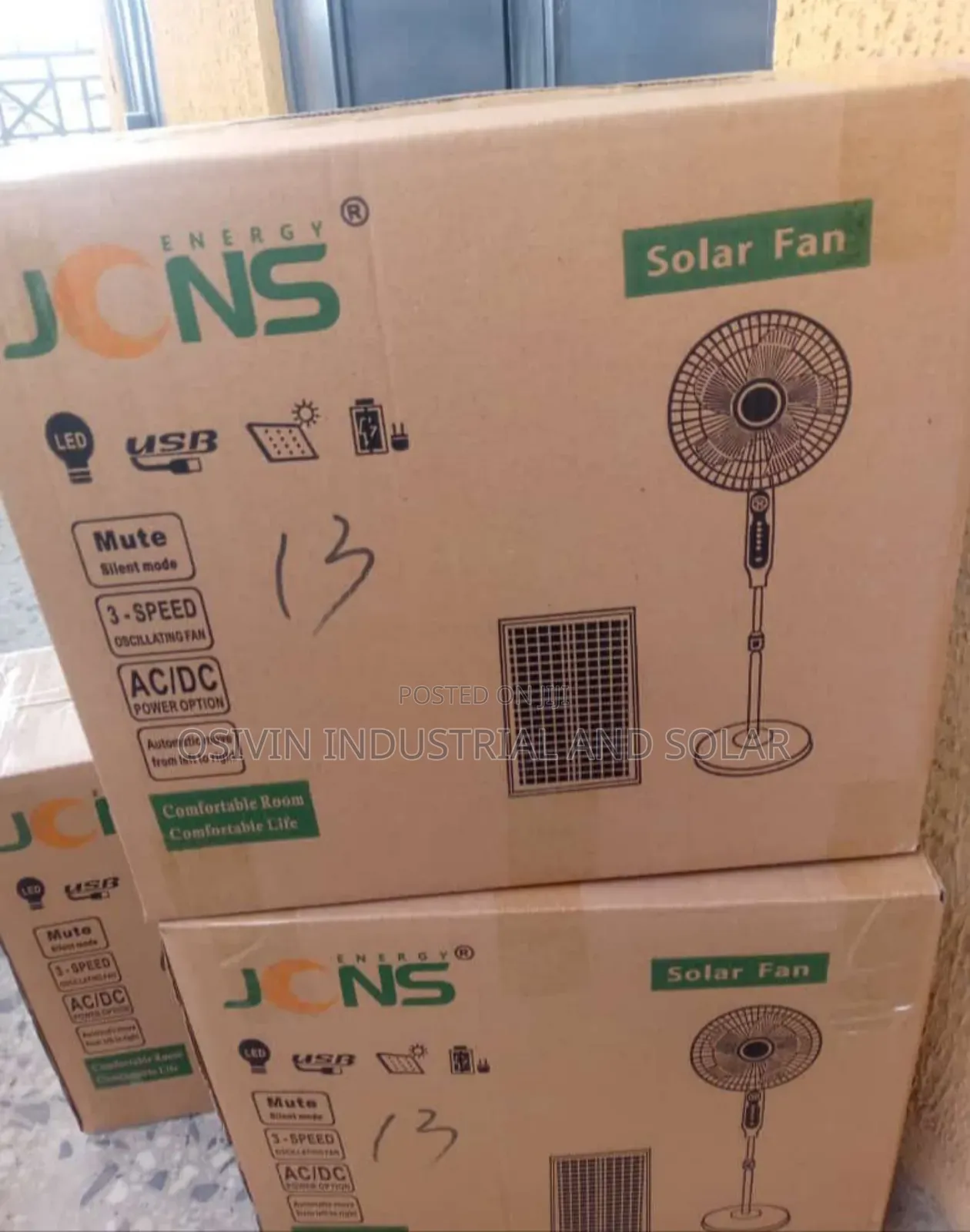 Jons Rechargeable Solar Standing Fan/Solar Panel