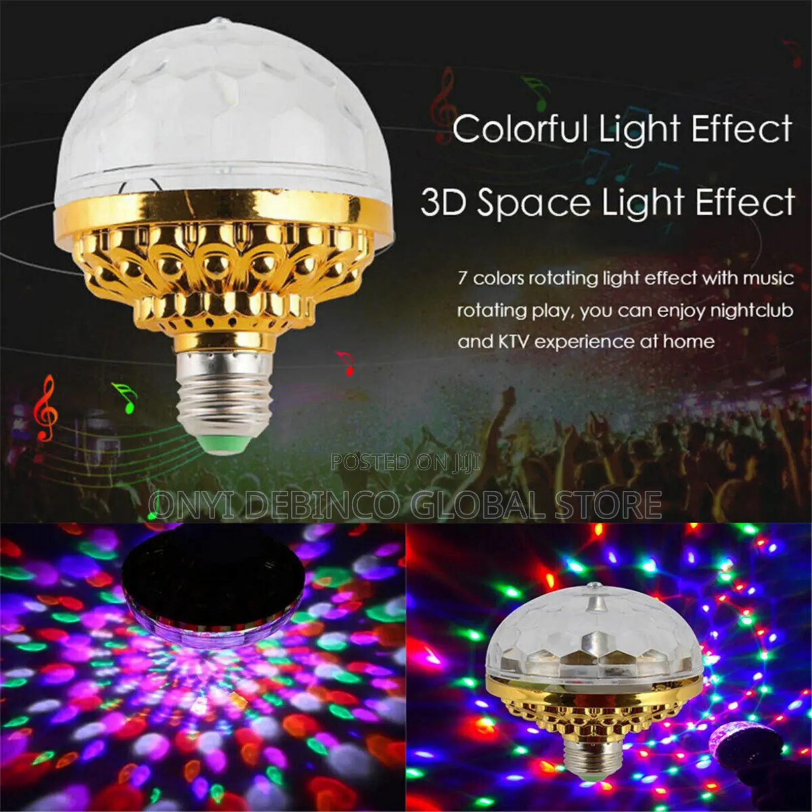 DJ Colorful Rotating Magic Ball Light Lamp Holder Club/Party