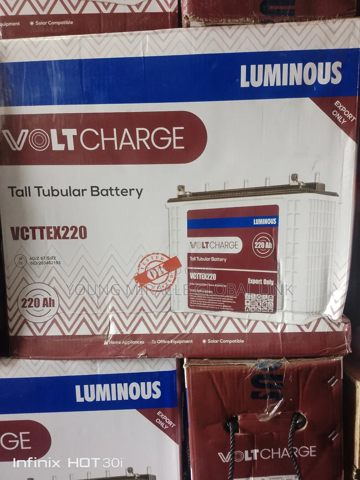 Luminous Voltcharge Tubular Battery 220ah/12v