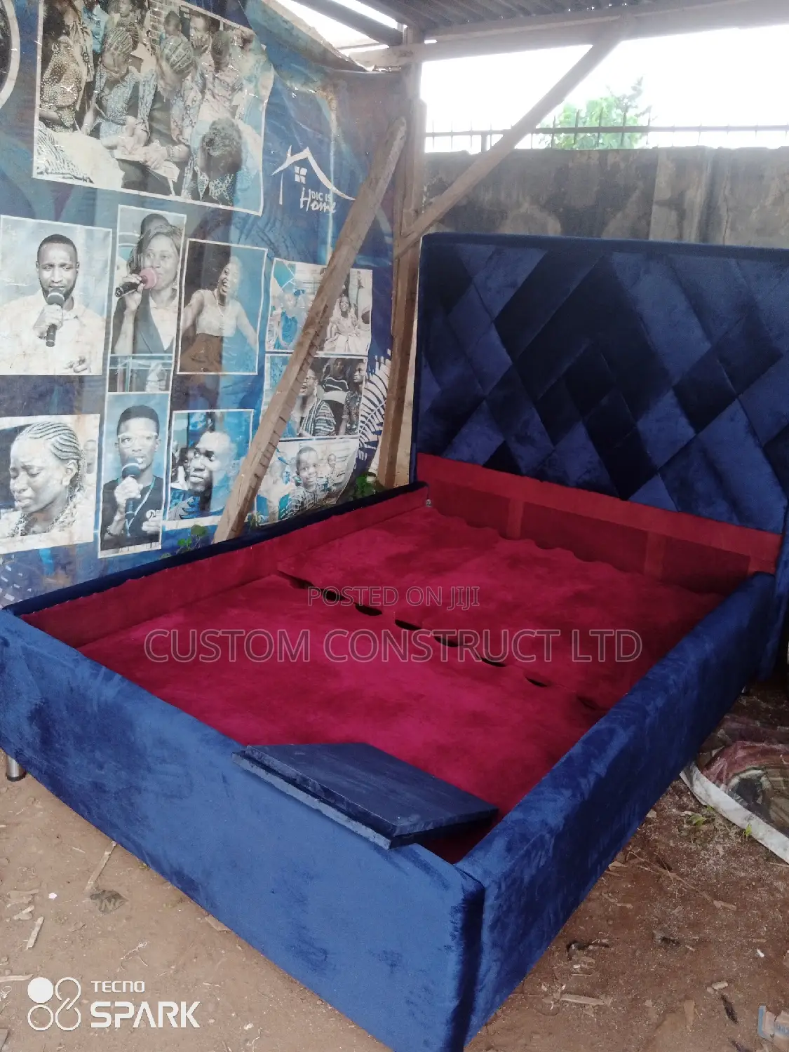 4.5 Ft Upholstery Bedframe With a Side Drawer.