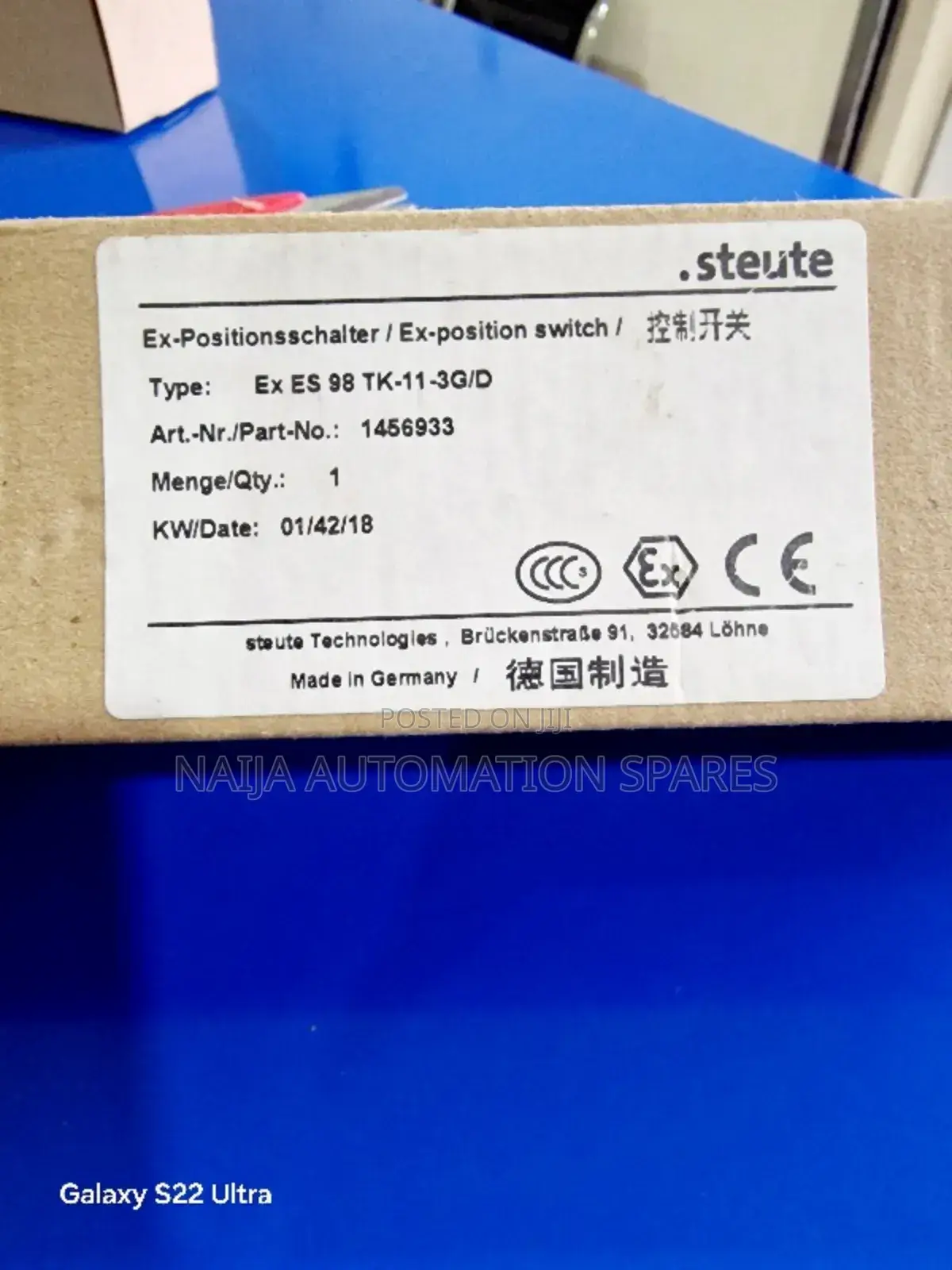 Steute Ex Position Switch |
Ex ES 98 TK-11-3G/D | 1456933