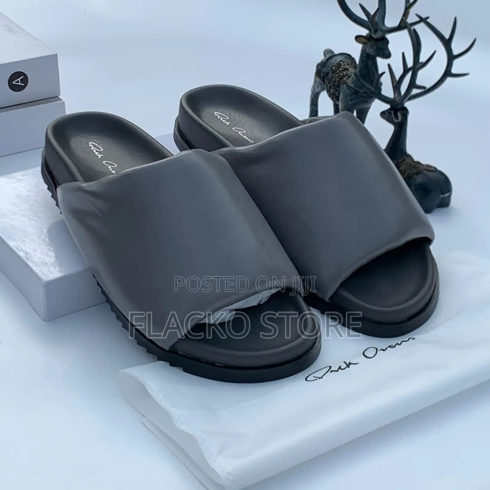 Original Rick Owens Thick Puffy Classic Leather Slippers