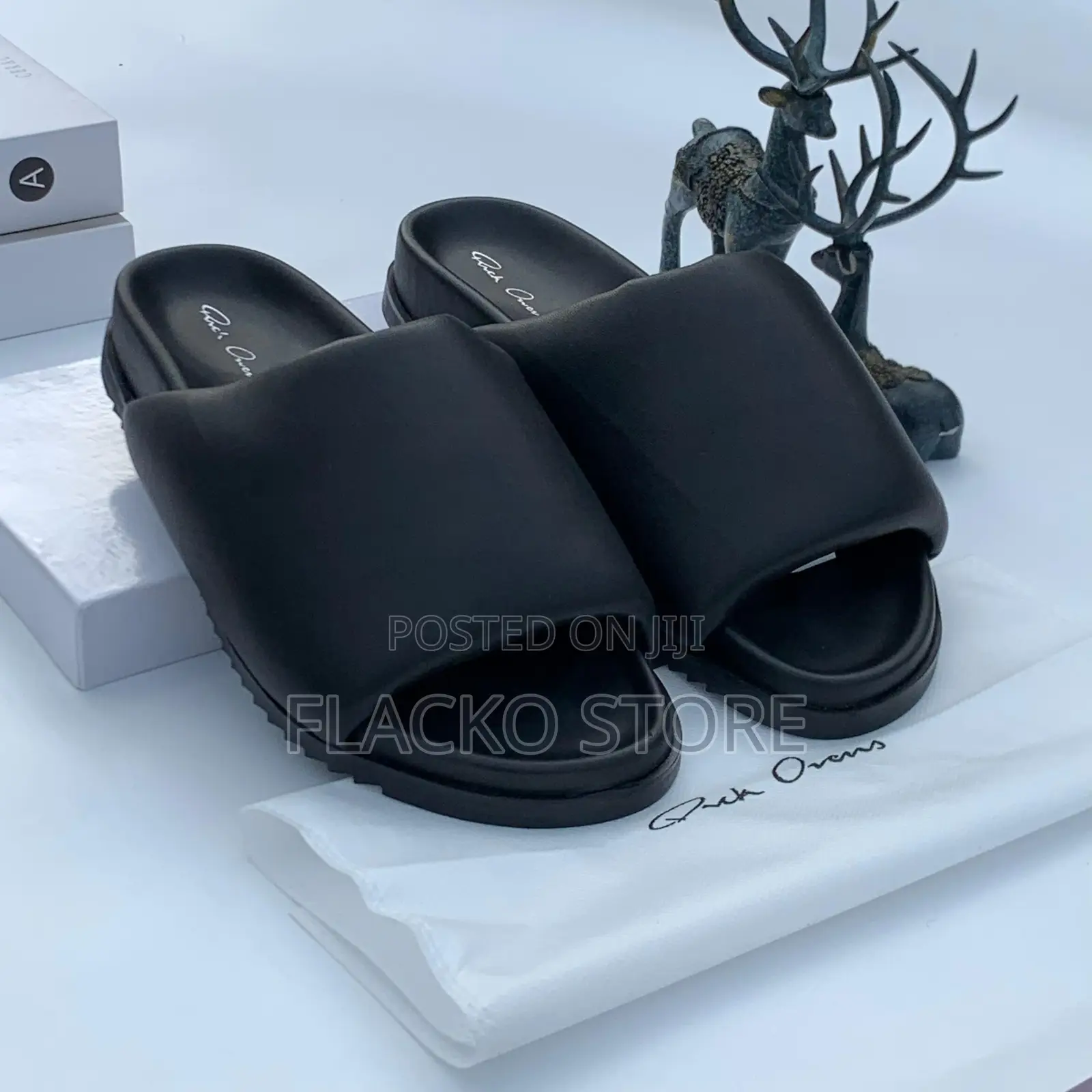 Original Rick Owens Thick Puffy Classic Leather Slippers