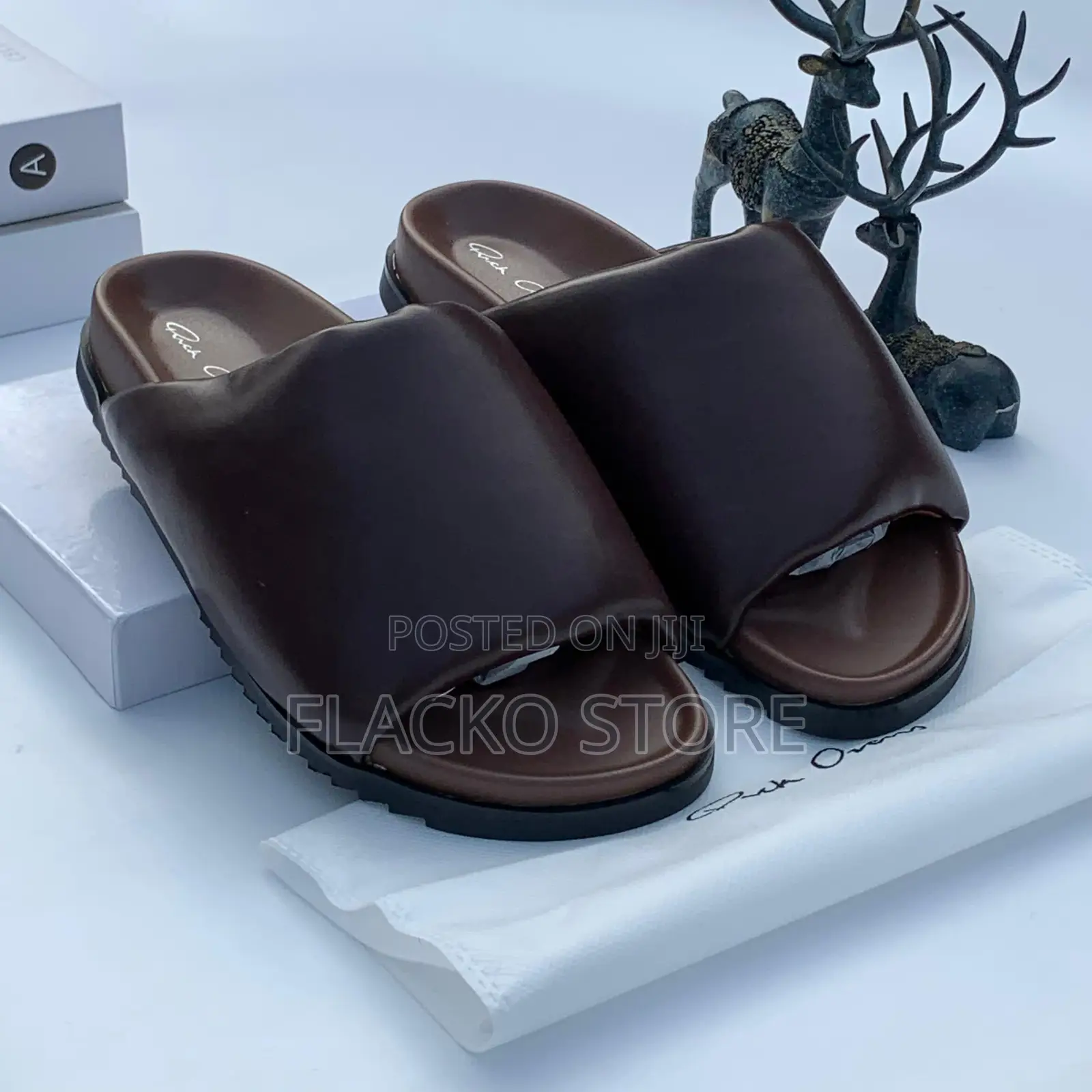 Original Rick Owens Thick Puffy Classic Leather Slippers