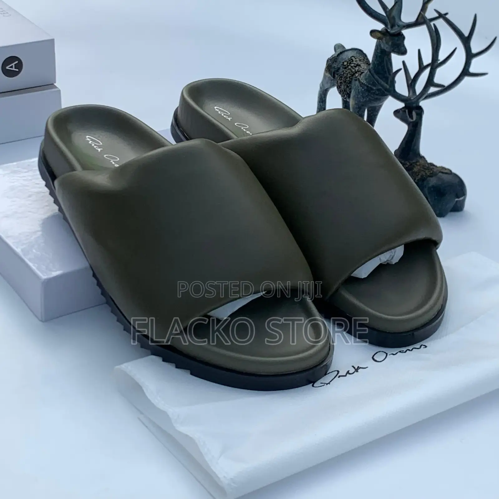 Original Rick Owens Thick Puffy Classic Leather Slippers