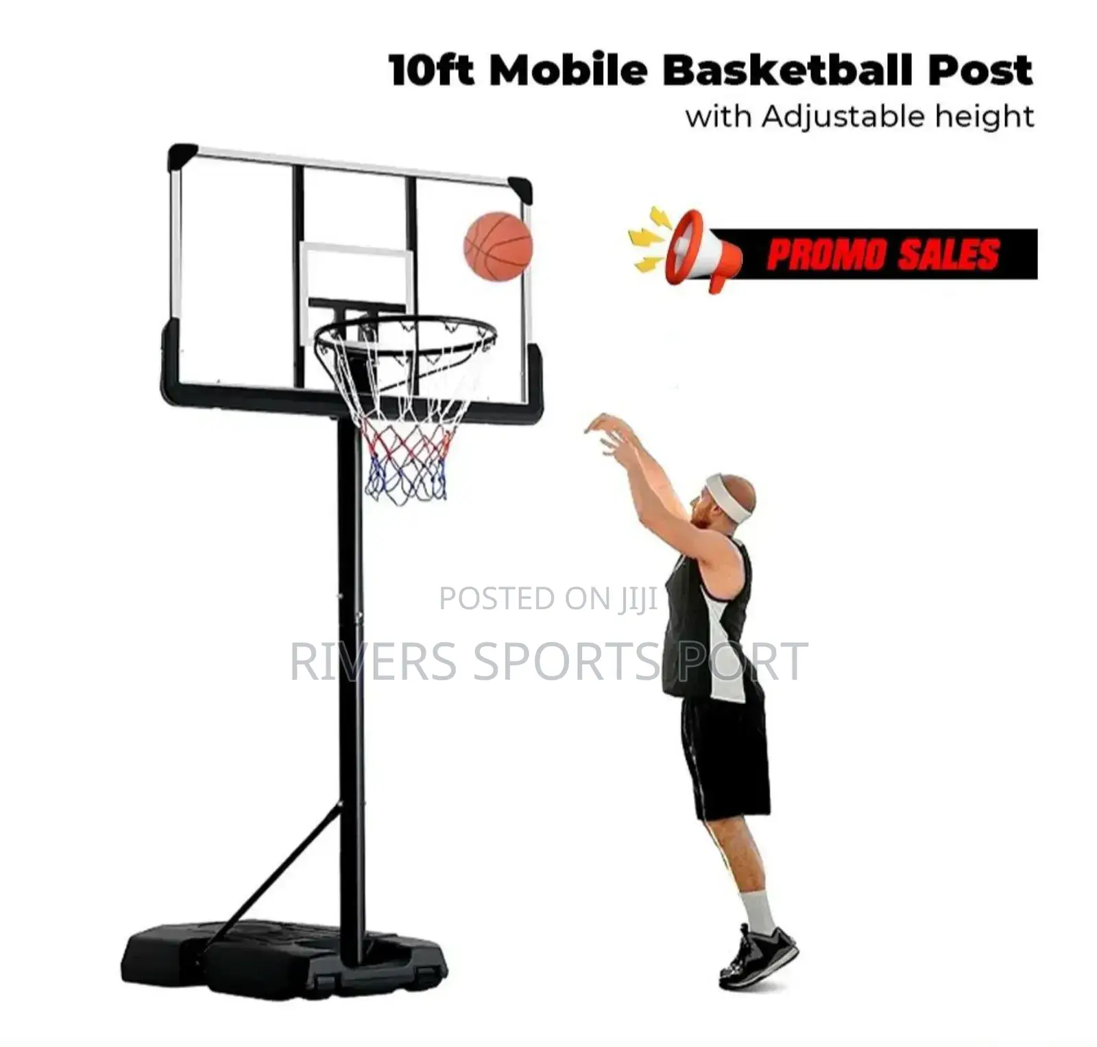 10ft Basketball Complete Stand With Rim and Free Basketball