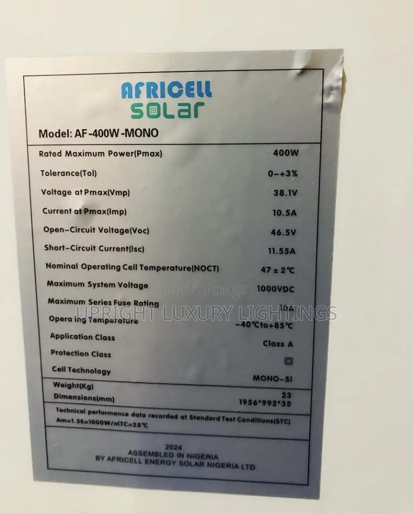 400w Mono Africell New Panel