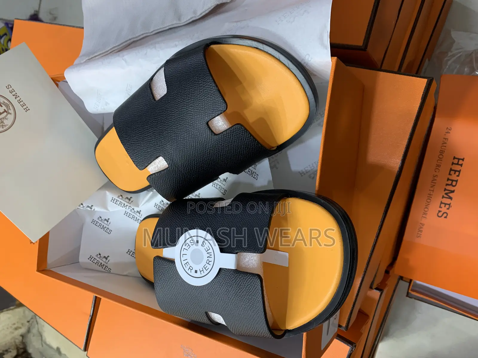 Original Leather Hermes Slipers