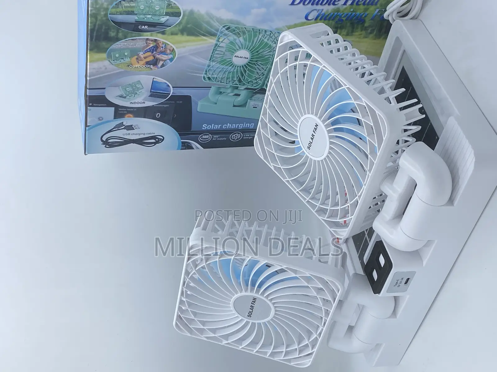 Unique Double Head Solar Rechargeable Fan