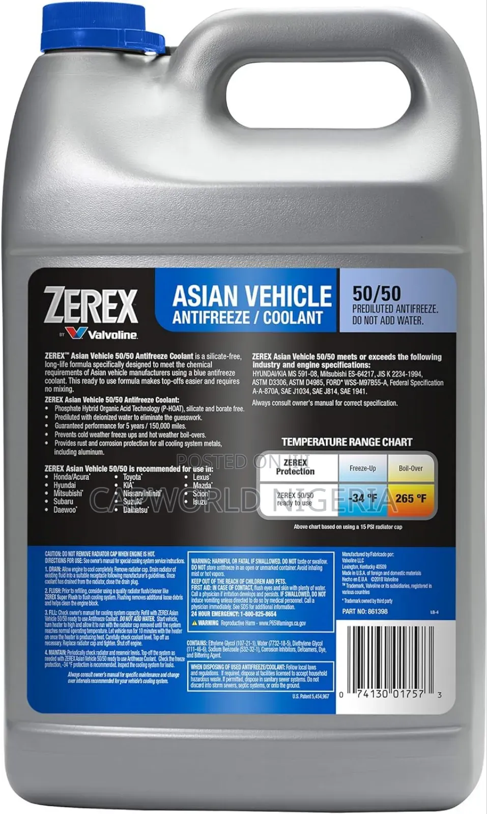 Zerex Asian Vehicle Blue Silicate Antifreeze/Coolant