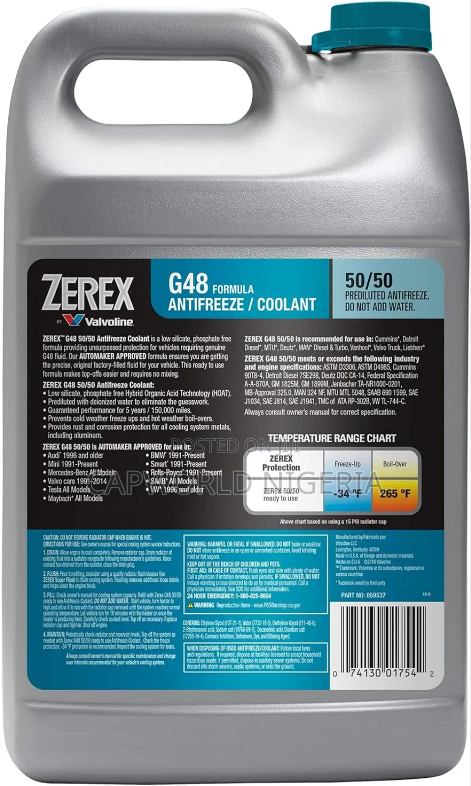Zerex G48 Low Silicate/Phosphate Antifreeze/Coolant