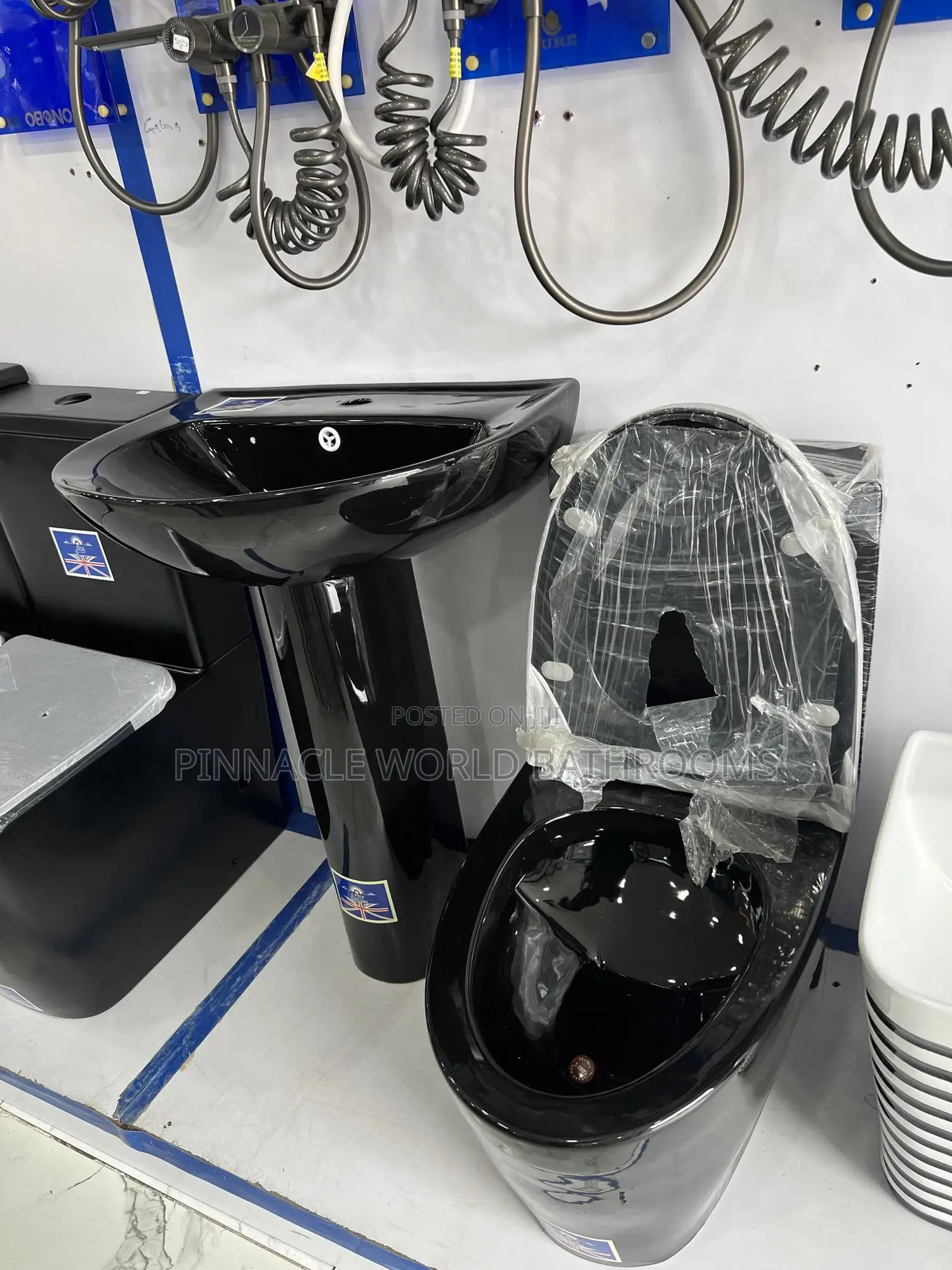 Mirror Black Executive WC and Washing Hands Basin