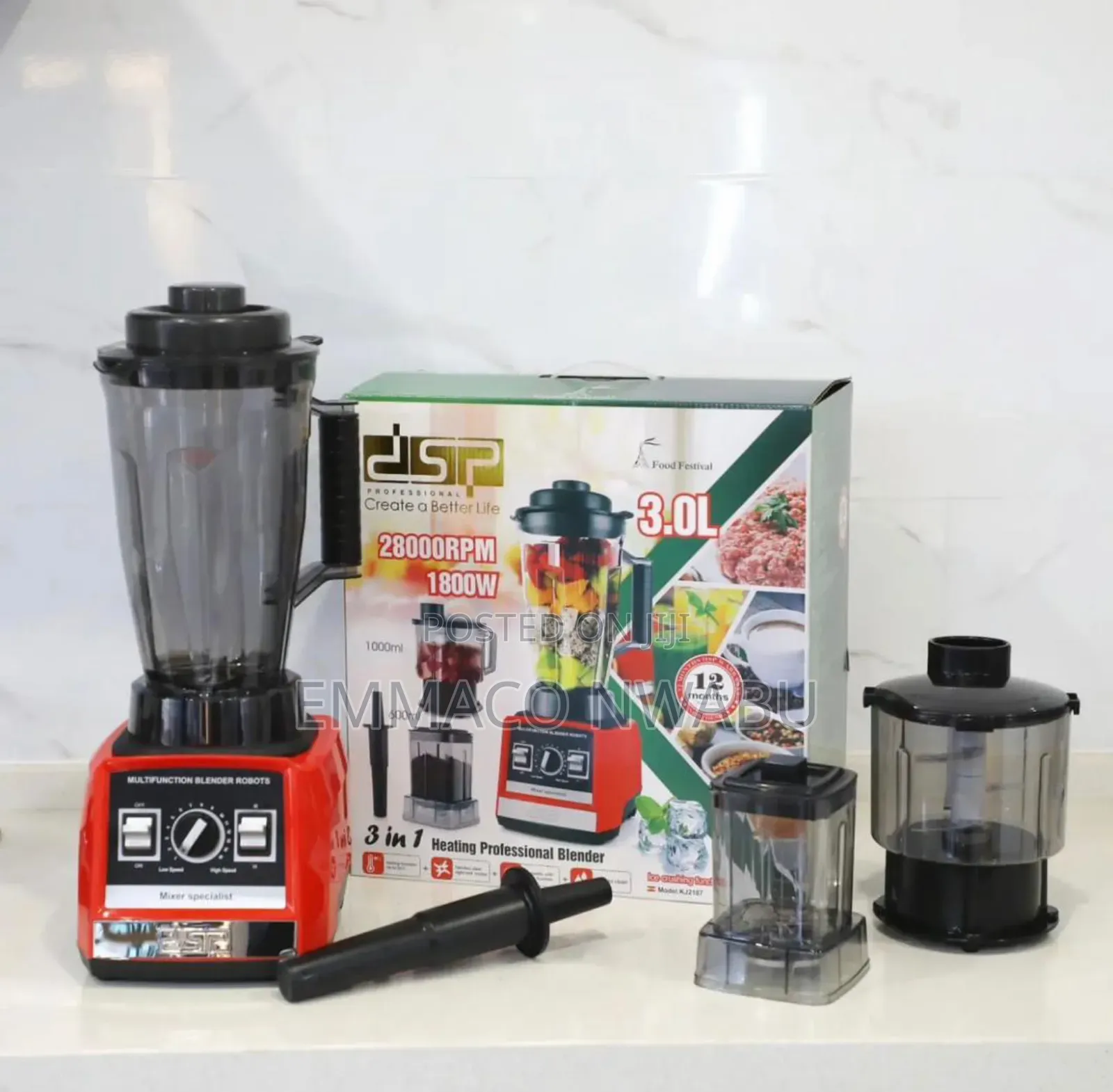 DSP Professional Multifunctional 3 in 1 Blender. 1800watts.