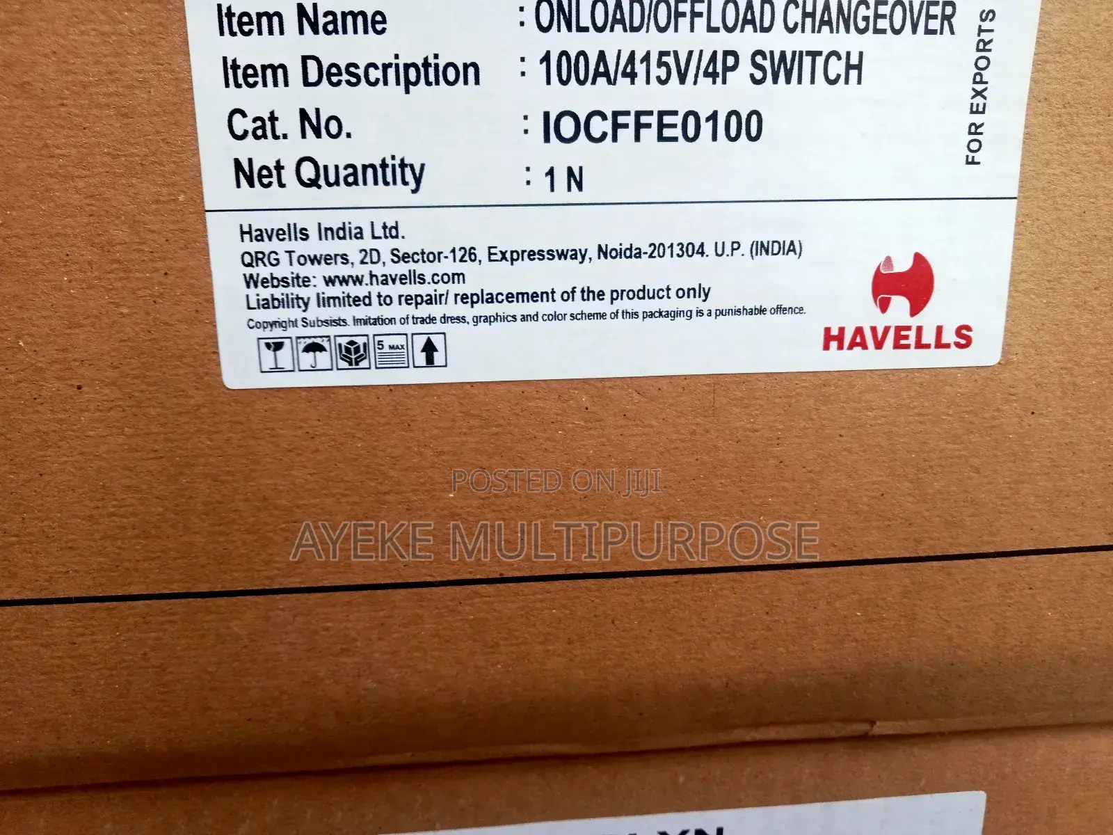 100A HAVELL Change Over Switch
