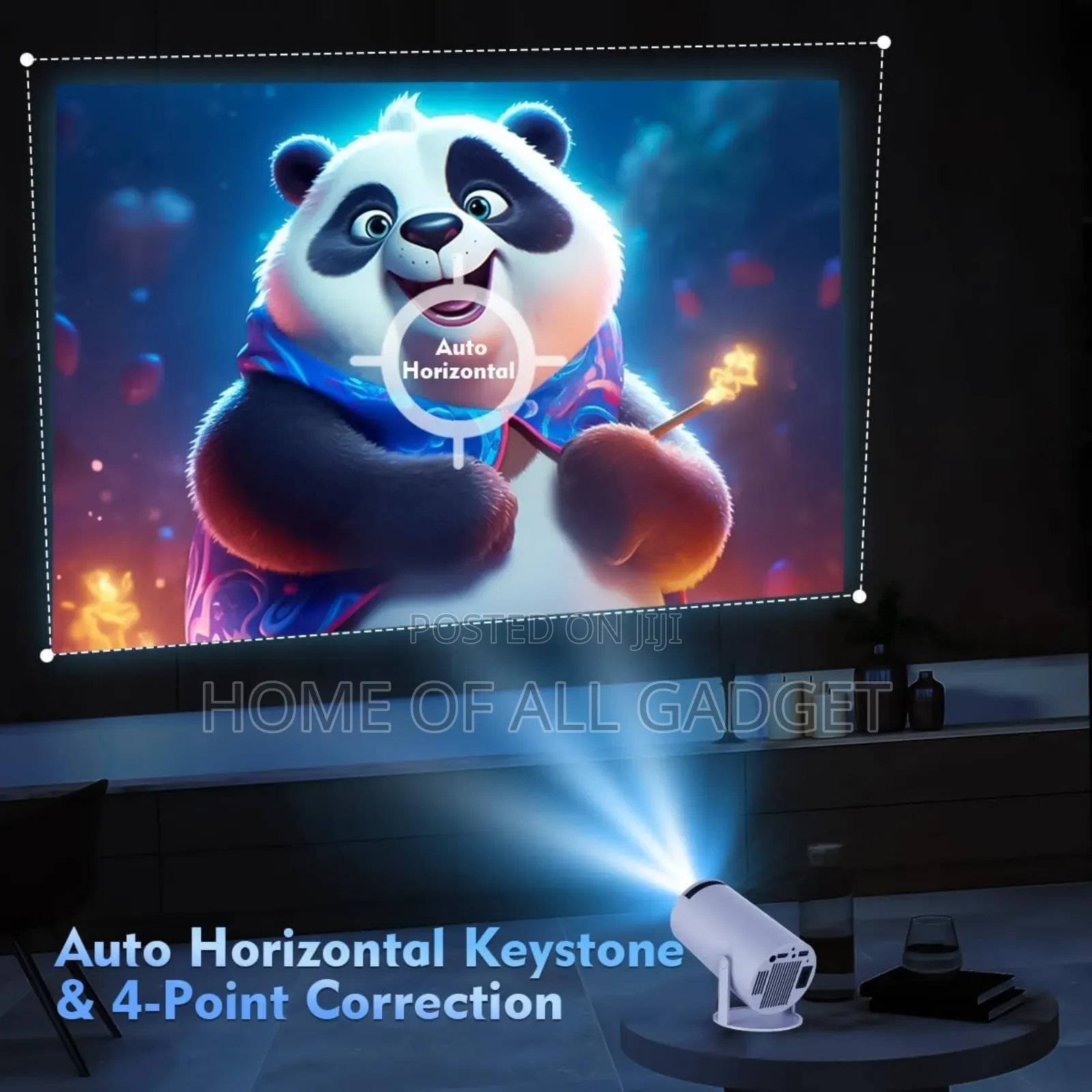 Smart Projector With Wifi 6 BT 5.0, Screen Adjustment, 18