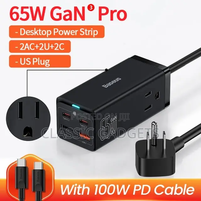 Baseus Power Strip 65W GAN Charger for Phones and Laptops