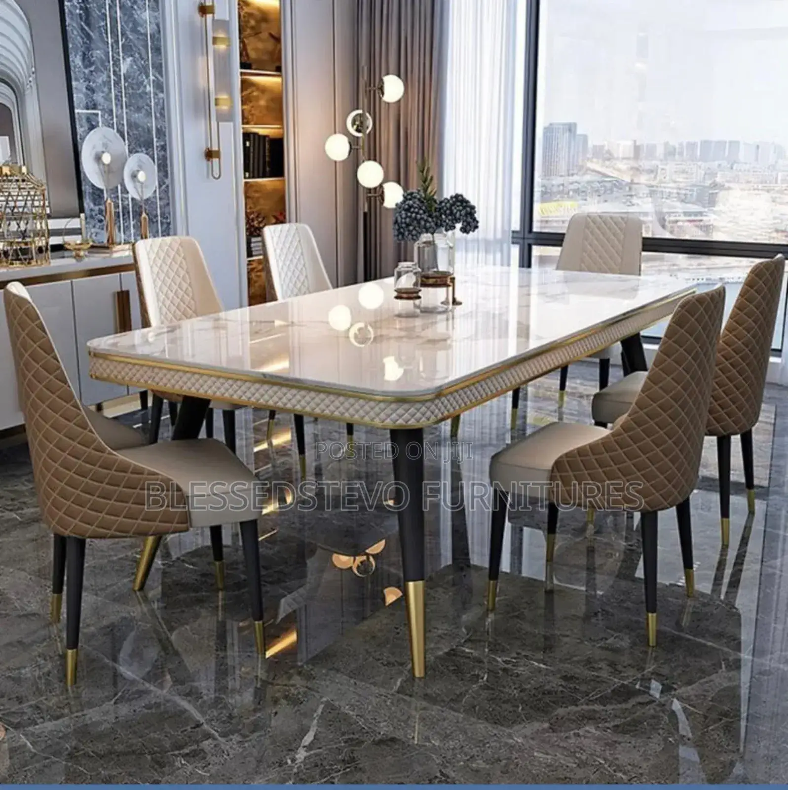 Marble Dining Table With 6 Chair